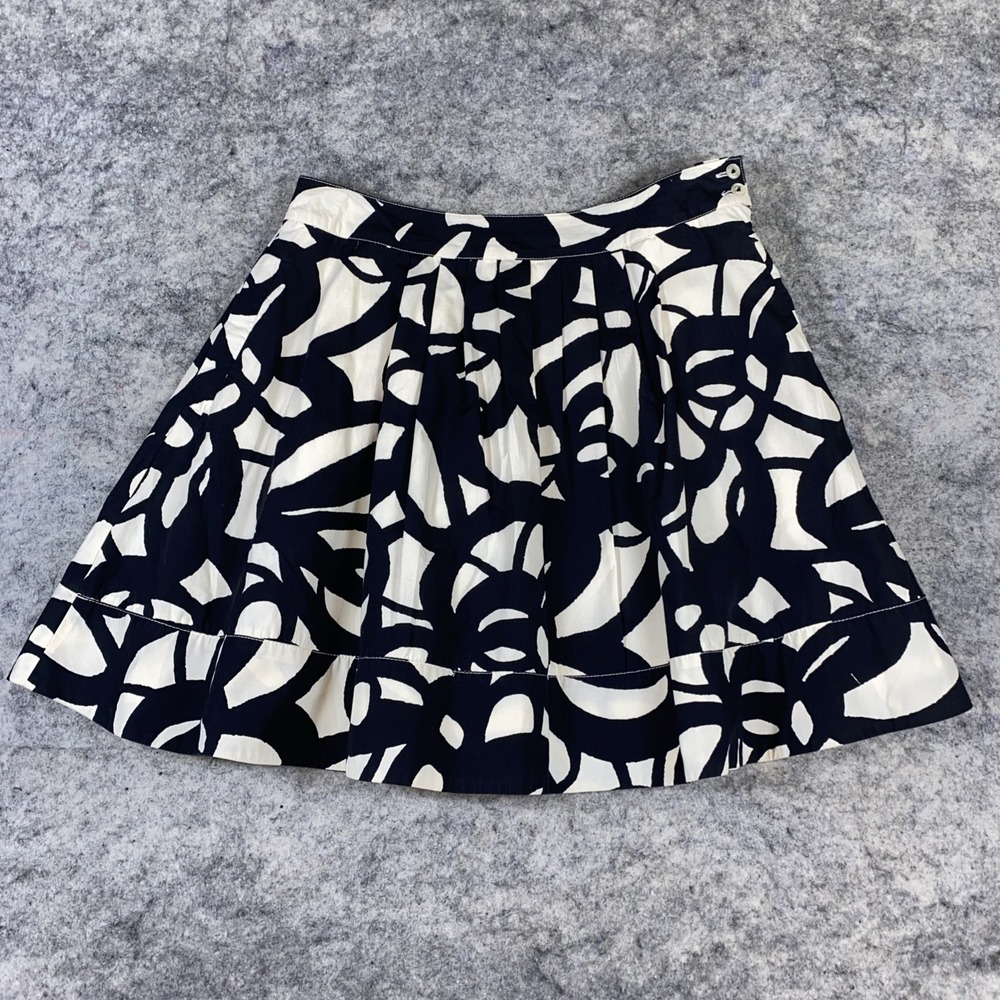 Anthropologie FEI Skirt Women's 6 Black & Cream Geometric Print Lined Cotton‎